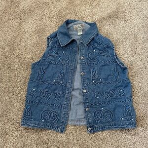 New Directions Blue Denim Vest with Embroidery